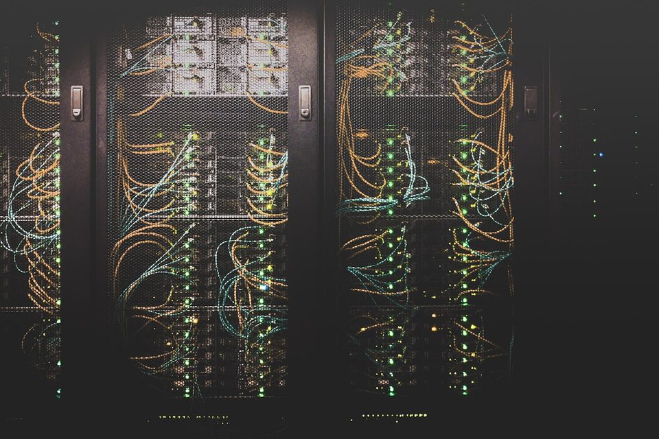 Network server racks with cabling